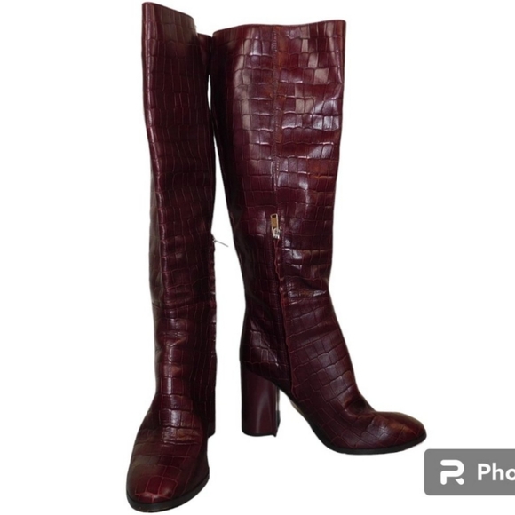 Coach Brigitte Boot Croc Embossed Knee High Boots Size 10 - Picture 9 of 12